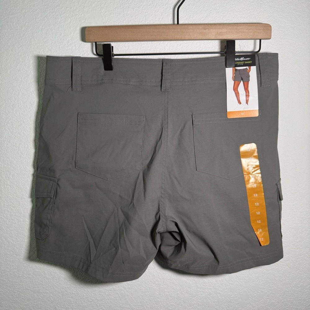 NWT!! Eddie Bauer | Cargo Hiking Shorts Gray Outdoor | Women Size 12 - Picture 2 of 5
